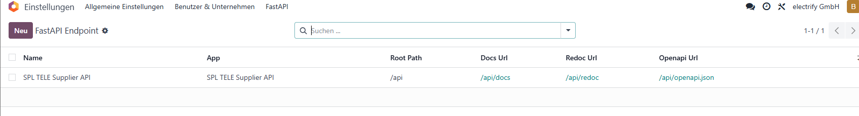 Odoo FastAPI Endpoints Liste SPL TELE Supplier API