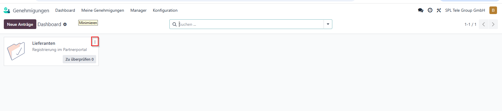 Odoo Genehmigungen-Dashboard