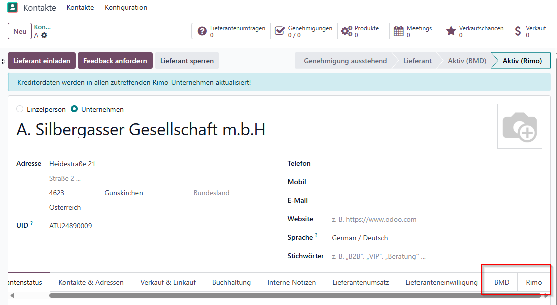 Odoo Karte Status Aktiv Rimo