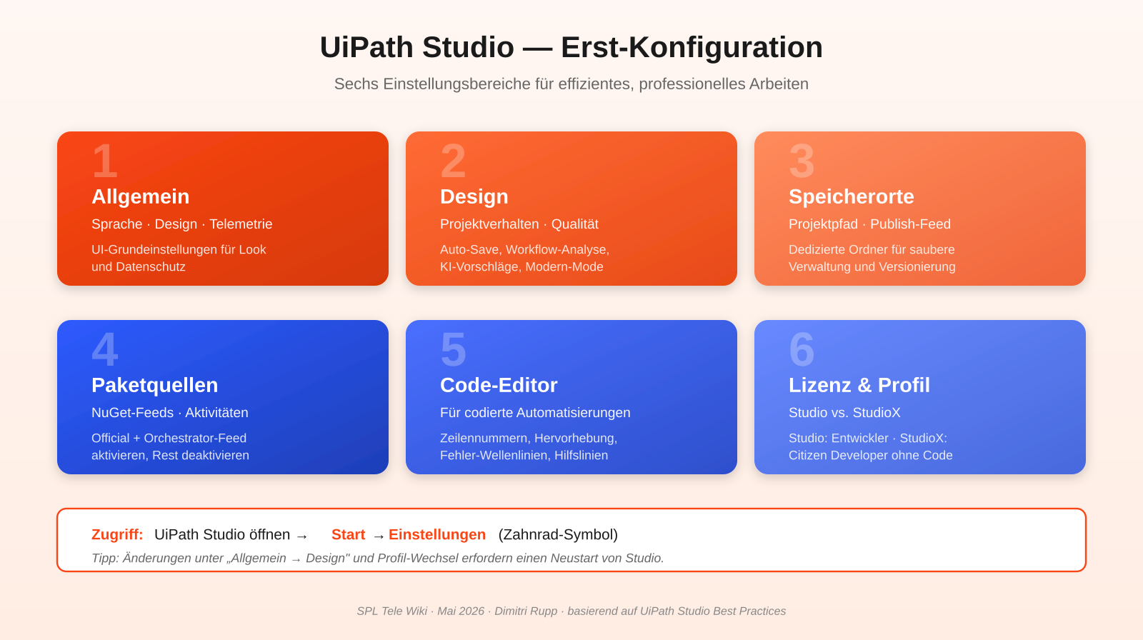 UiPath Studio Einstellungsbereiche